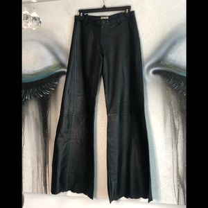 Black Leather Bell Bottoms Pants.